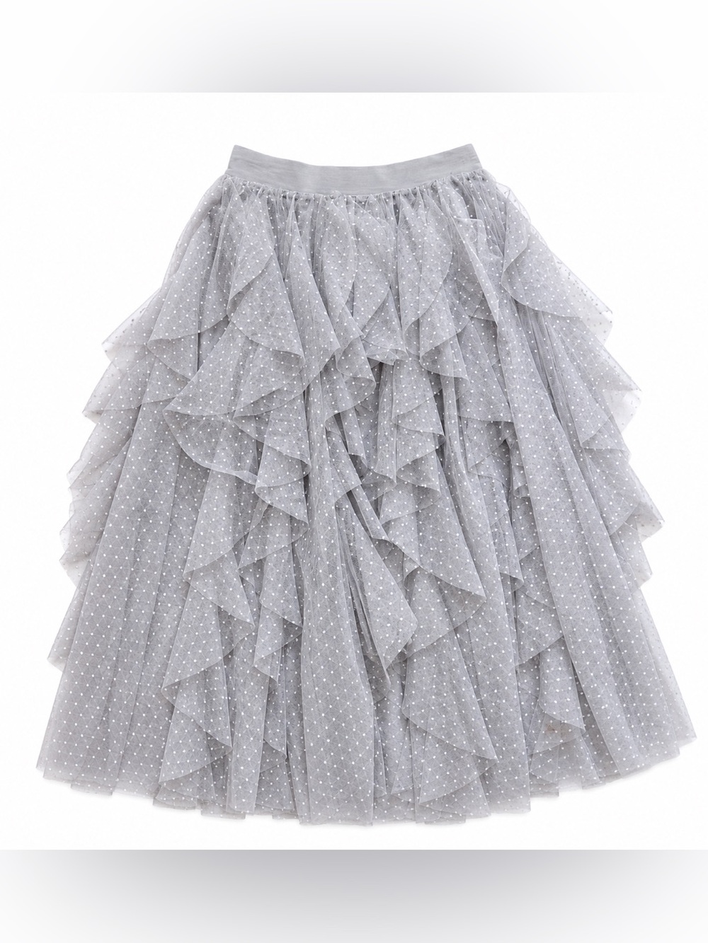 Sincerely Jules Swiss dot ruffle midi skirt